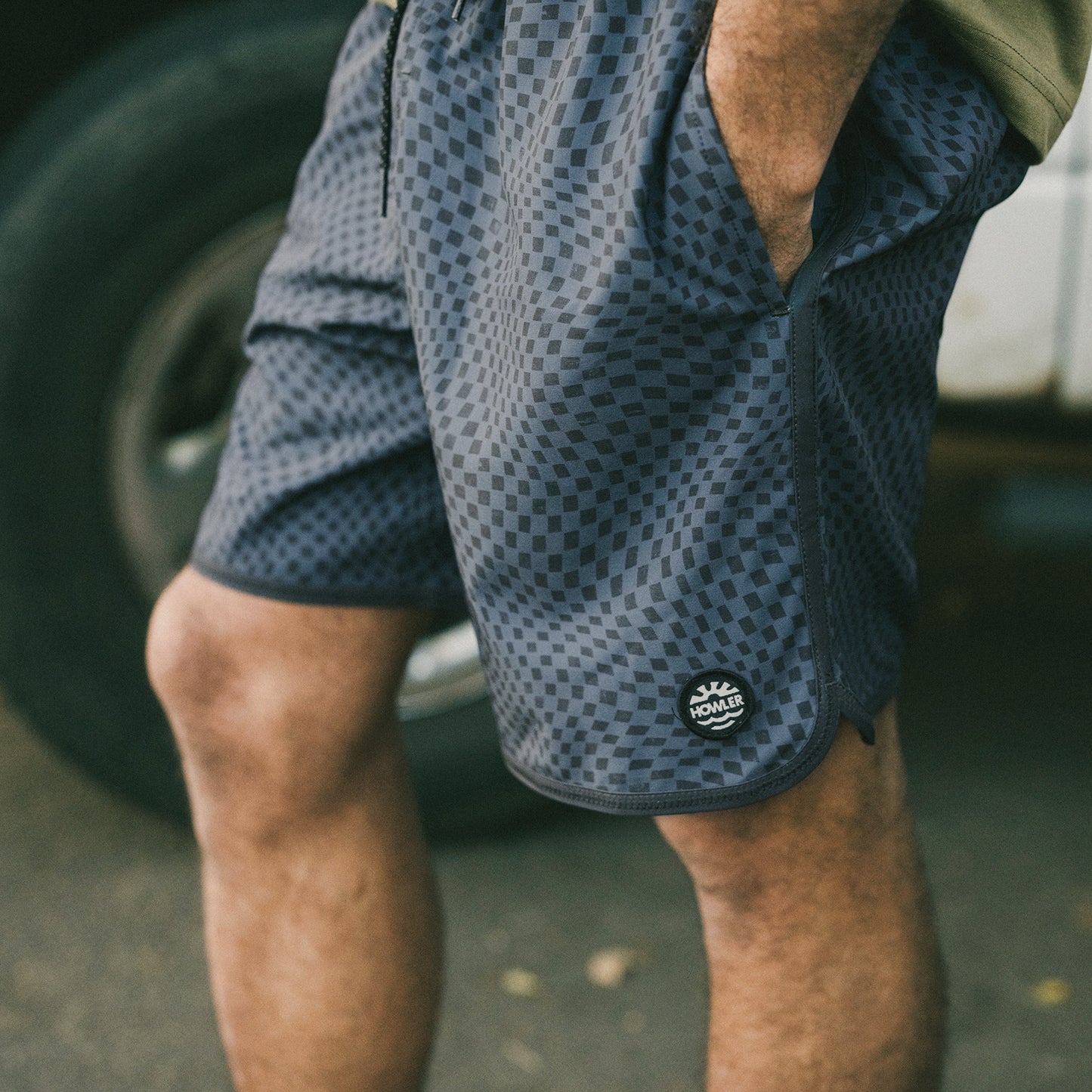 Warlock Tech Boardshorts 17" - Warped Checkers : Dark Slate - View 2