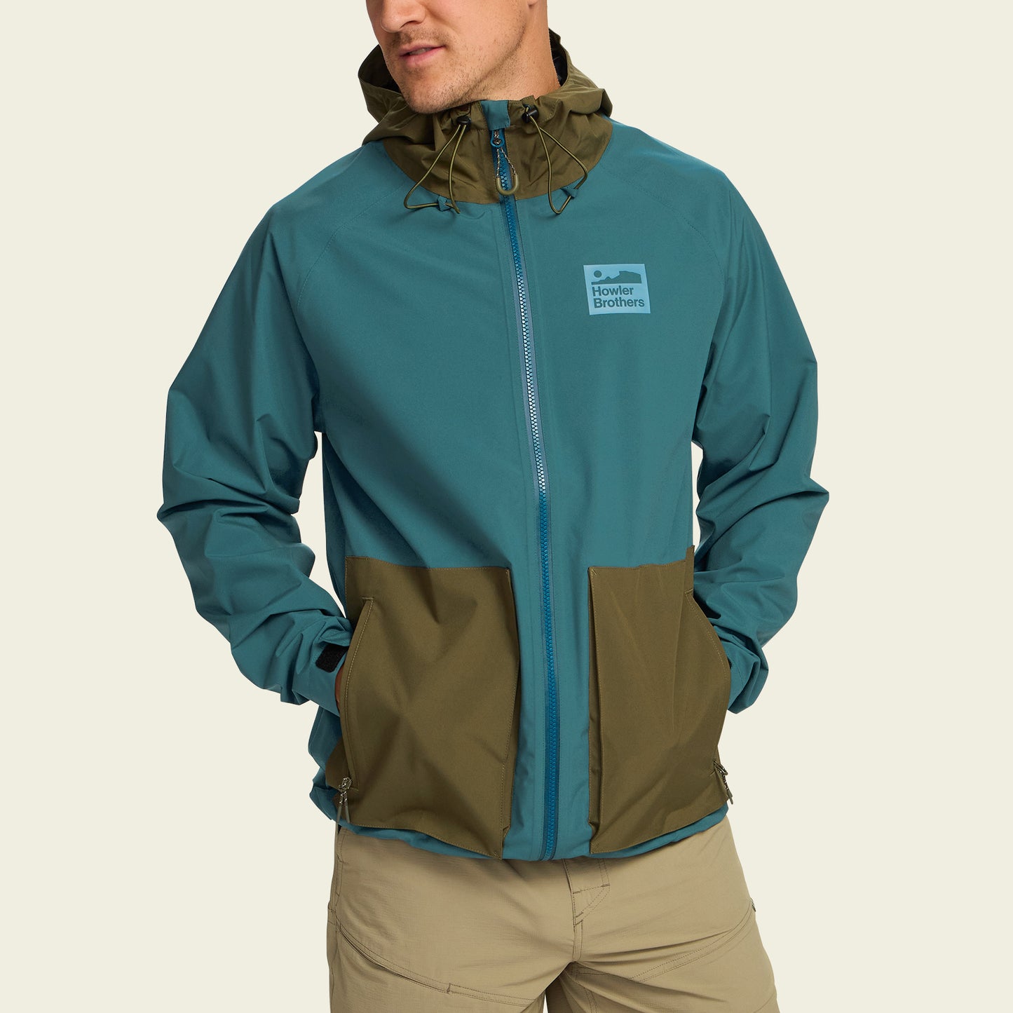Storm Splitter Rain Shell - Dark Teal / Dark Olive - View 5