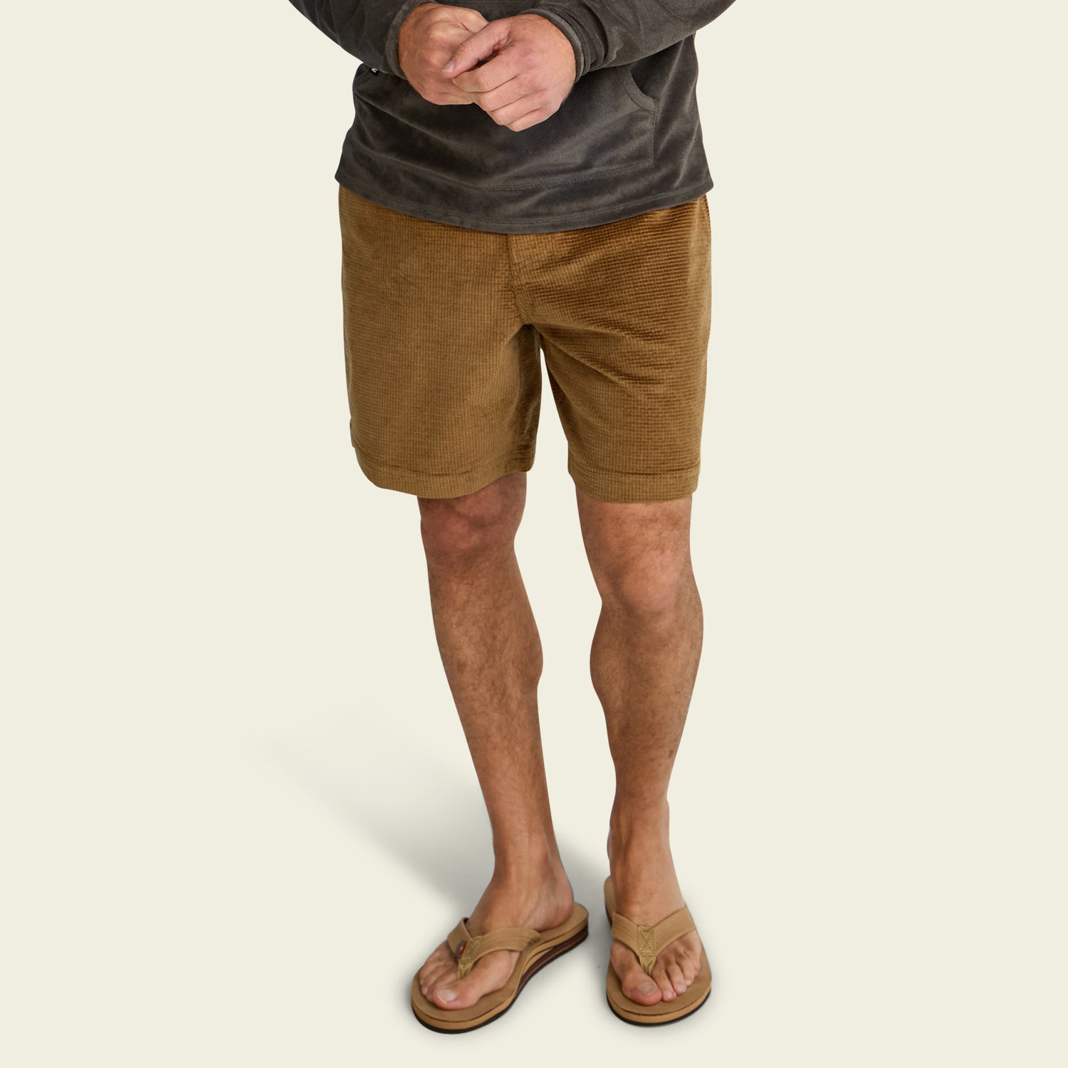 Pressure Drop Cord Shorts - Grid : British Khaki - View 3