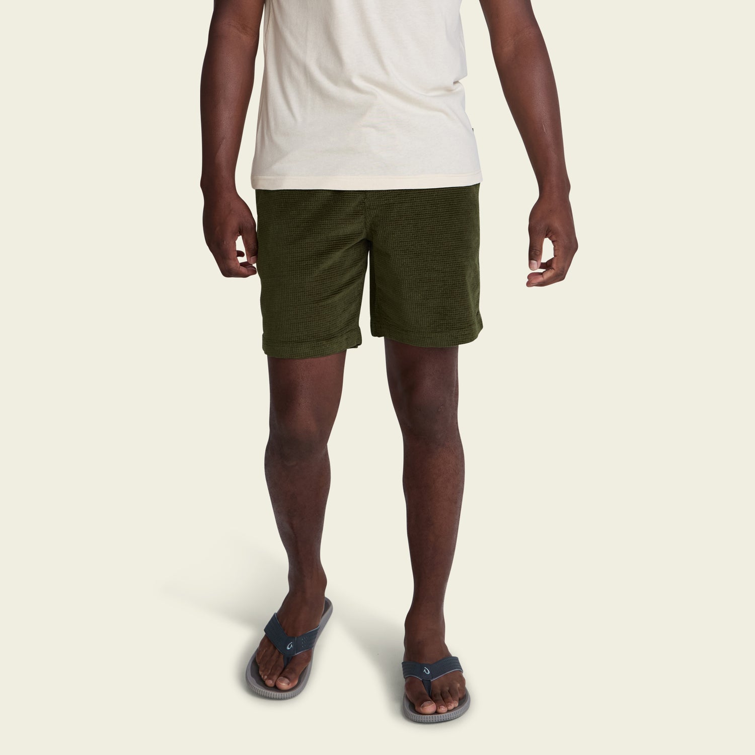 Pressure Drop Cord Shorts - Grid : Dark Olive - View 3