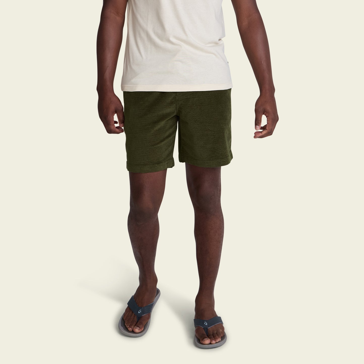 Pressure Drop Cord Shorts - Grid : Dark Olive - View 3