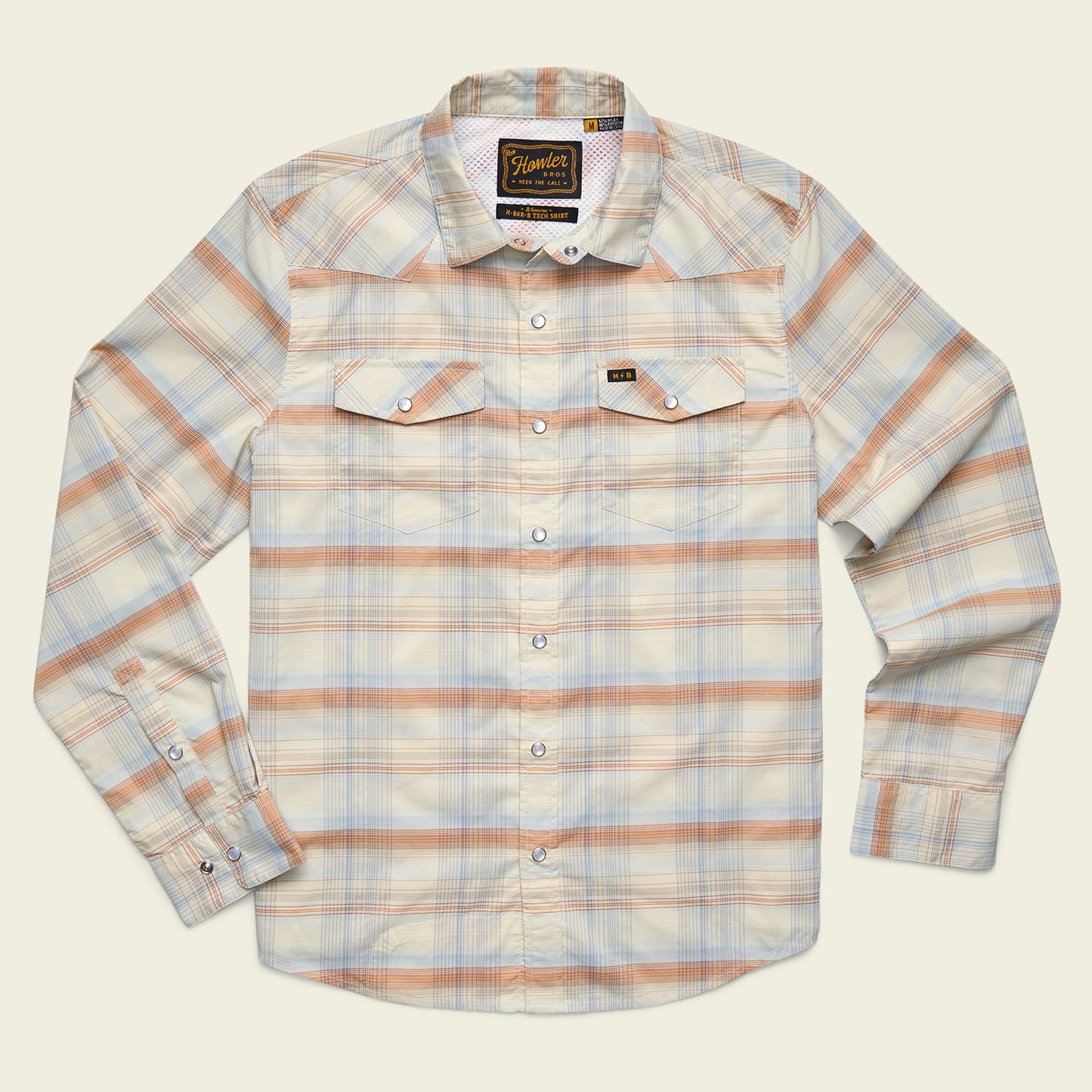 H Bar B Tech Longsleeve - Cameron Plaid : Cream - View 1