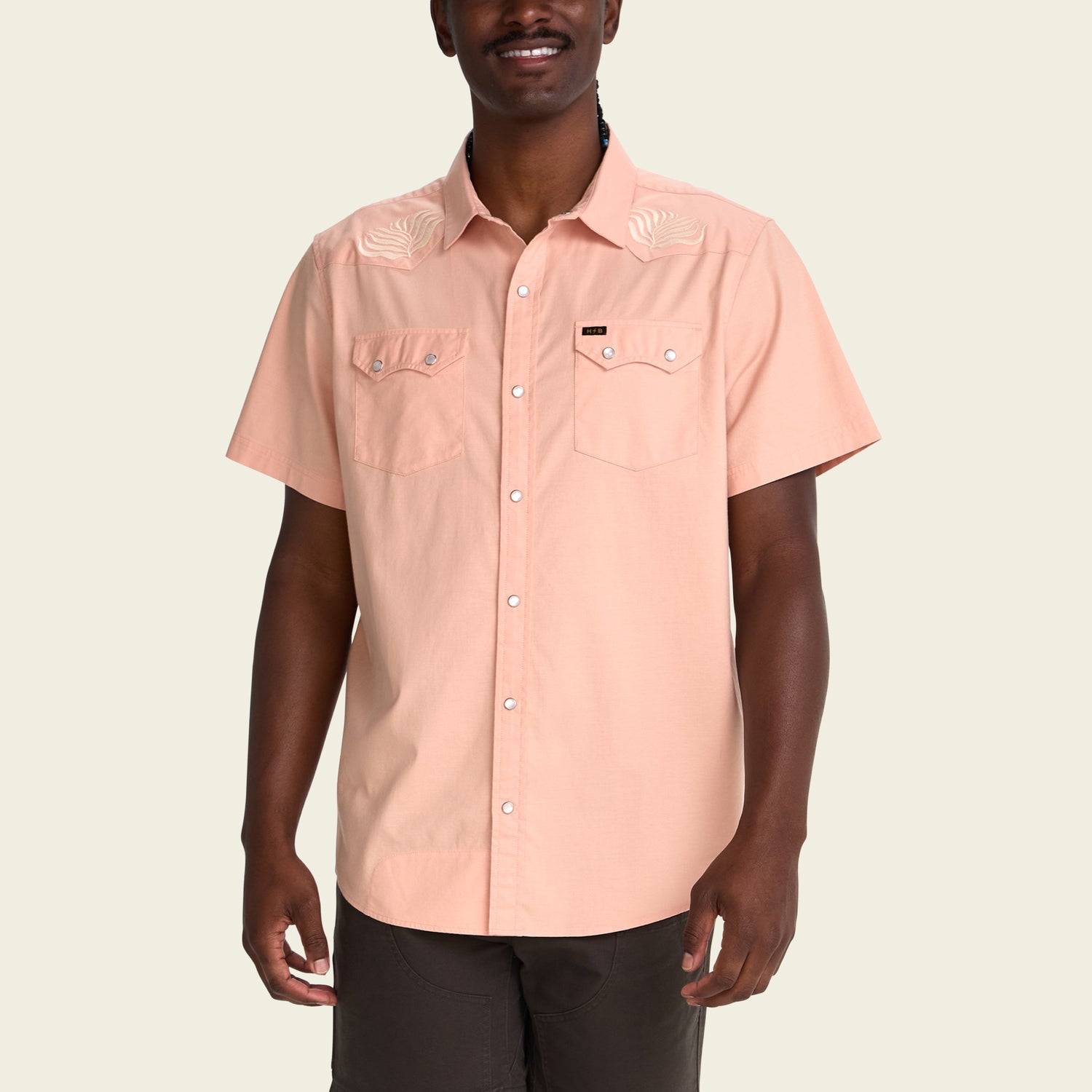 Crosscut Deluxe Shortsleeve Shirt - Seagrass : Coral Oxford - View 4
